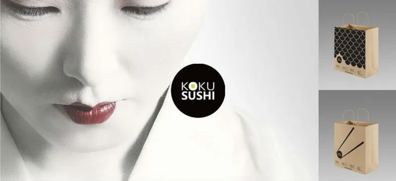 Identyfikacja wizualna KOKU Sushi – logo i torby
