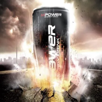 MPOWER Energy Drink – puszka wychodząca z asfaltu